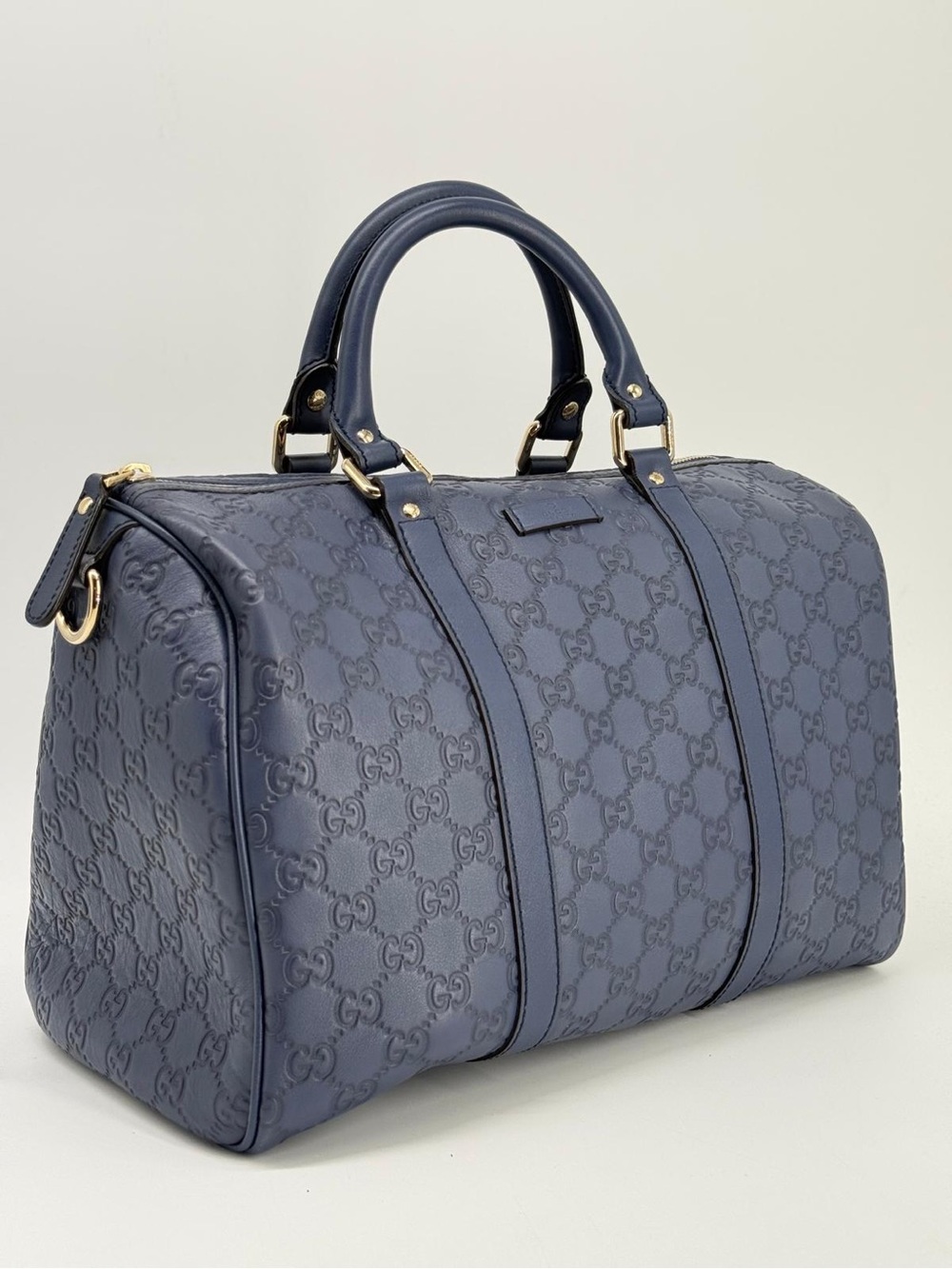 Gucci Guccissima Blue Leather Boston Medium Bag
